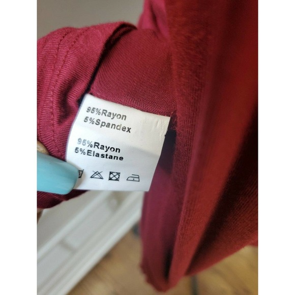 Grace Karin Womens Solid Red Rayon Round Neck Long Sleeve Casual Blouse Size 2XL - Picture 11 of 12